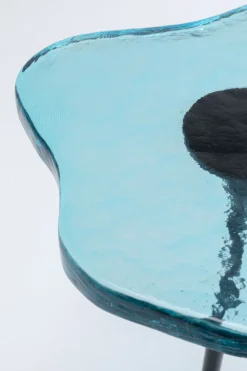 KARE Design Sohvapöydät*Lava Sivupöytä, Valettu Lasi, Metalli, Sininen Ø30cm