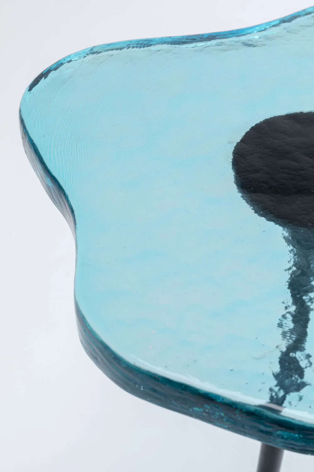 KARE Design Sohvapöydät*Lava Sivupöytä, Valettu Lasi, Metalli, Sininen Ø30cm