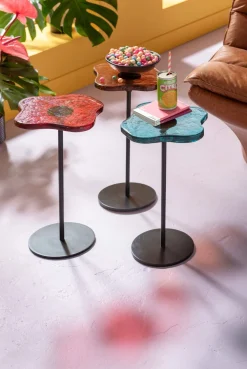 KARE Design Sohvapöydät*Lava Sivupöytä, Valettu Lasi, Metalli, Sininen Ø30cm