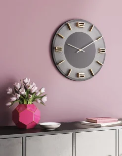 KARE Design Kellot*Leonardo Seinäkello Harmaa/kulta Ø49cm