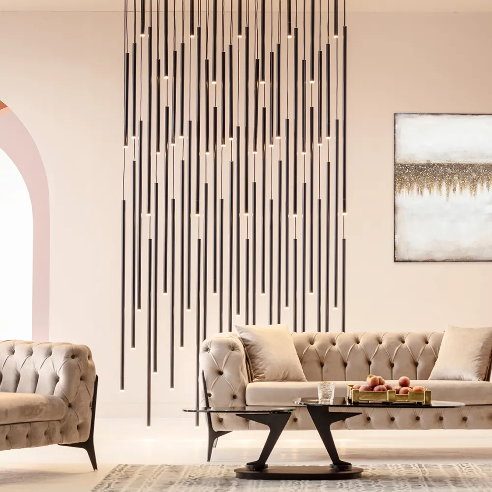 KARE Design Riippuvalaisimet*Living Vegas Deluxe Riippuvalaisin, Matta Musta, LED