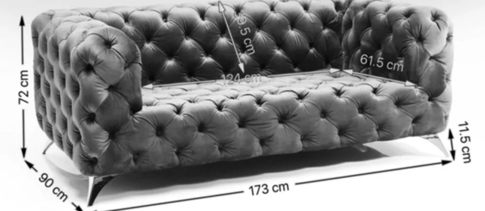 KARE Design Sohvat|Olohuone*Look Sohva 2-istuttava,samettia, Sininen