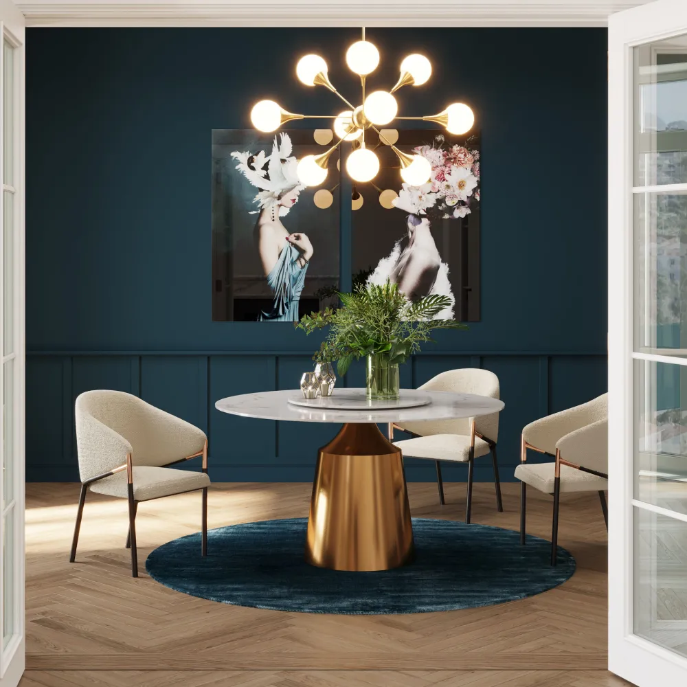 KARE Design Pöydät*Lucia Pyöreä Ruokapöytä - Marmori Pöytälevy Ø135cm