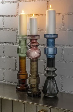 KARE Design Lyhdyt|Kynttilänjalat*Marvelous Duo Purple Grey Kynttilänjalka 49cm