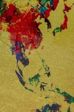 KARE Design Taulut*Metallic Colourful Map Lasitaulu 150x100cm