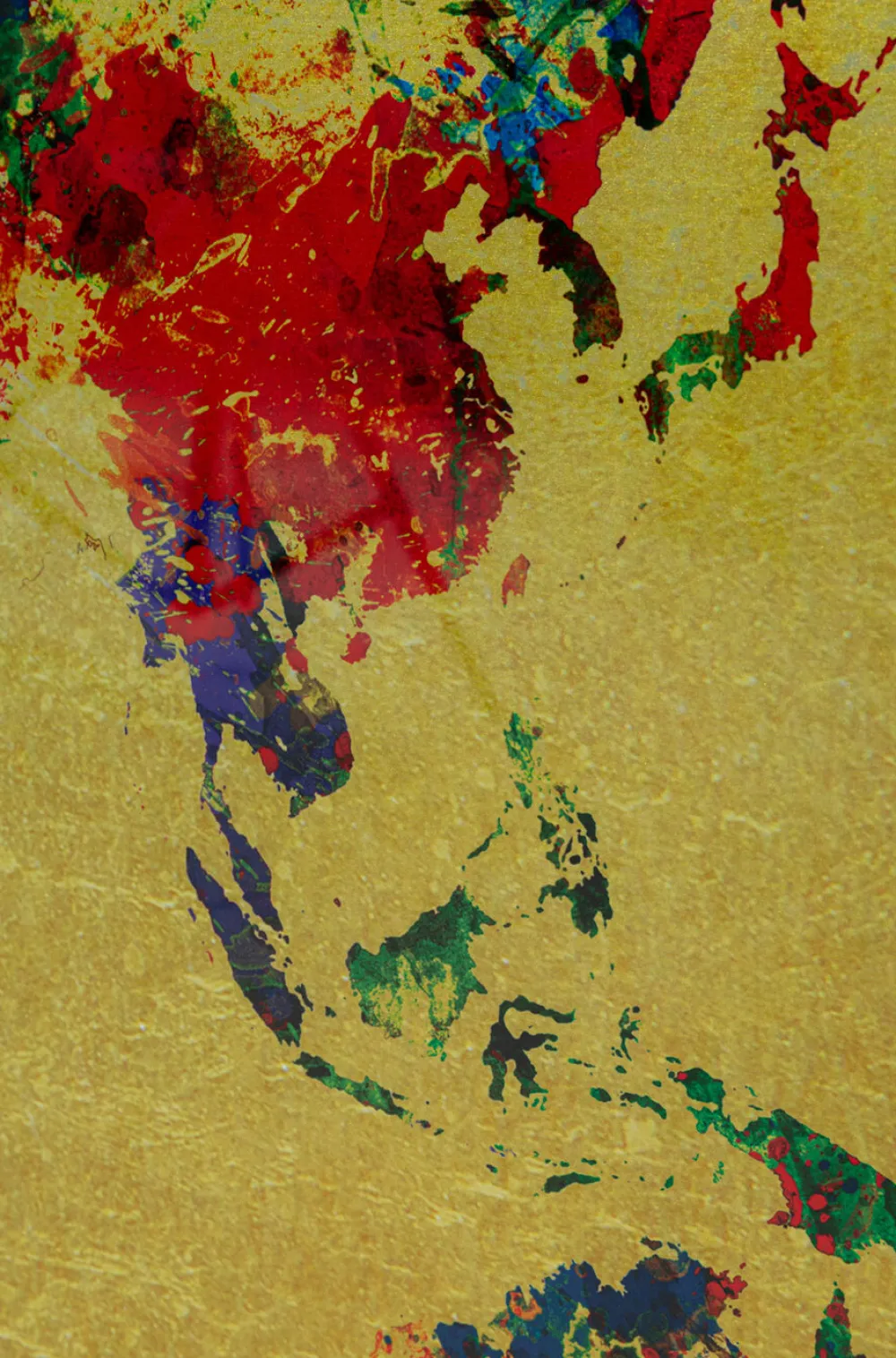 KARE Design Taulut*Metallic Colourful Map Lasitaulu 150x100cm