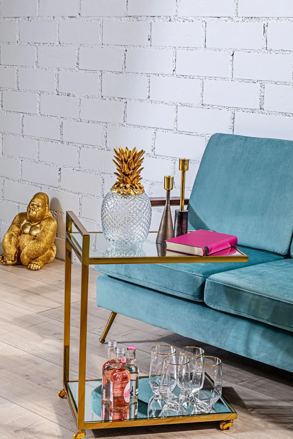 KARE Design Koriste-Esineet*Monkey Gorilla Medium Koriste-esine, Figuuri, Kulta 39cm