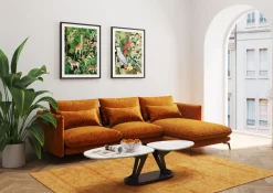 KARE Design Olohuone|Kulmasohvat*Monza Kulmasohva - Samettia, Curry, Oikea 296cm