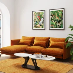 KARE Design Kulmasohvat*Monza Kulmasohva - Samettia, Curry, Vasen 296cm