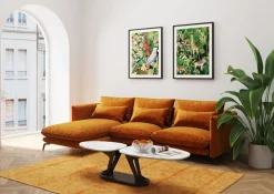 KARE Design Kulmasohvat*Monza Kulmasohva - Samettia, Curry, Vasen 296cm