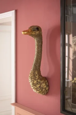 KARE Design Seinäkoristeet*Ostrich Strutsi Seinäkoriste, Kulta 19x72cm