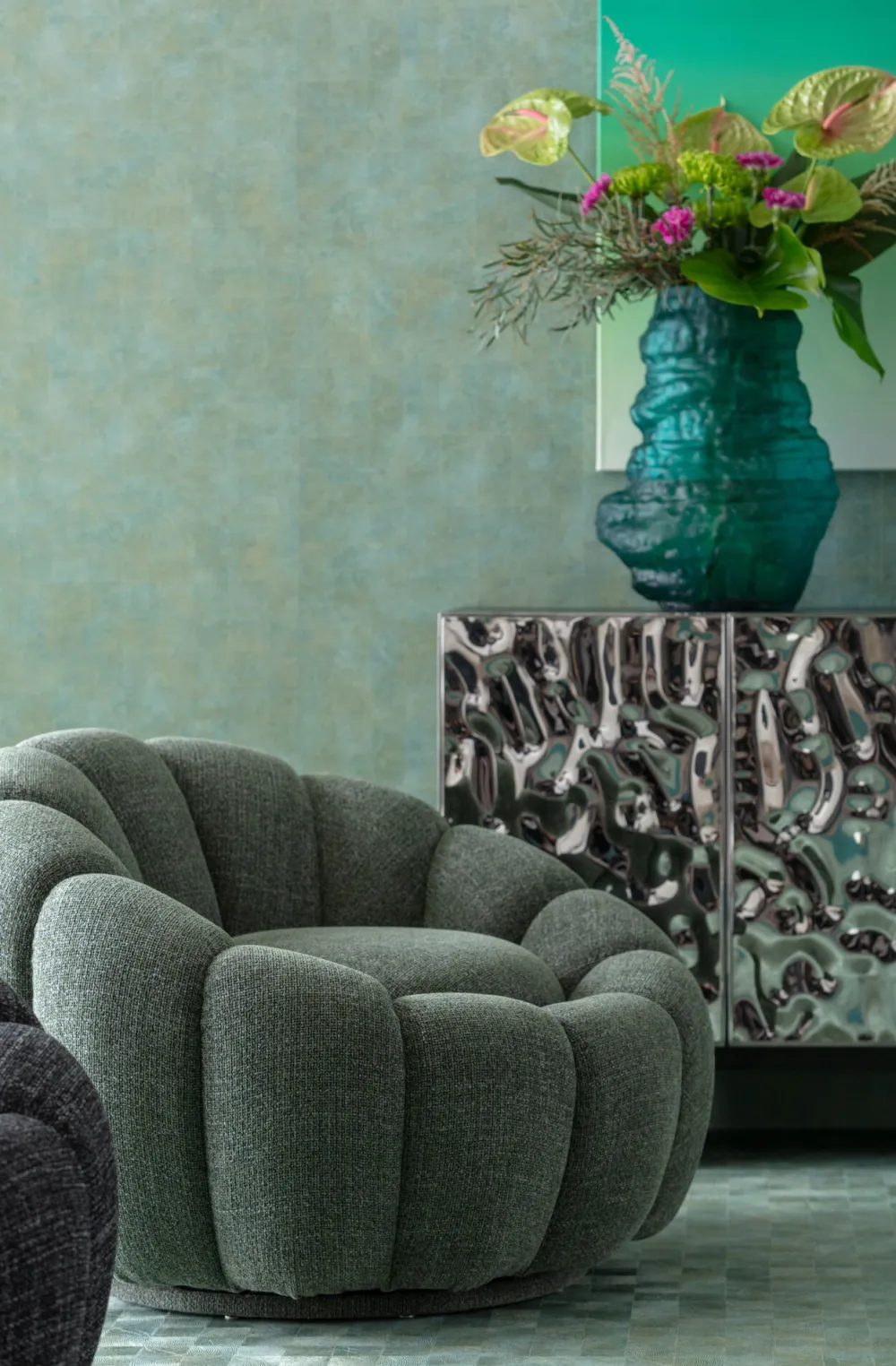 KARE Design Nojatuolit*Peppo Bloom Melange Kääntyvä Nojatuoli Vihreä