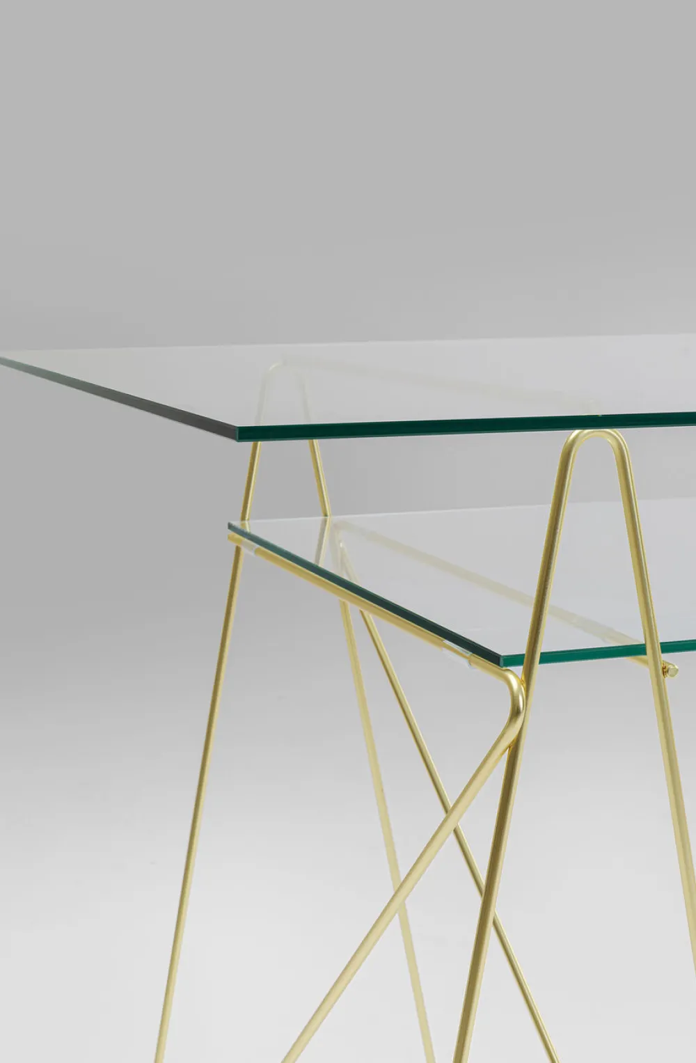 KARE Design Työpöydät*Polar Työpöytä Matta Messinki, 8mm Temperoitu Lasi