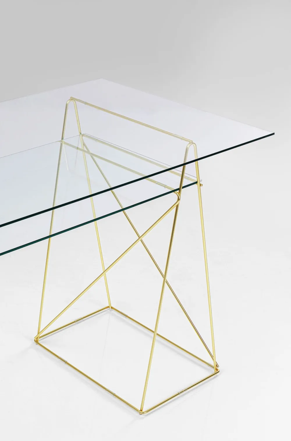 KARE Design Työpöydät*Polar Työpöytä Matta Messinki, 8mm Temperoitu Lasi