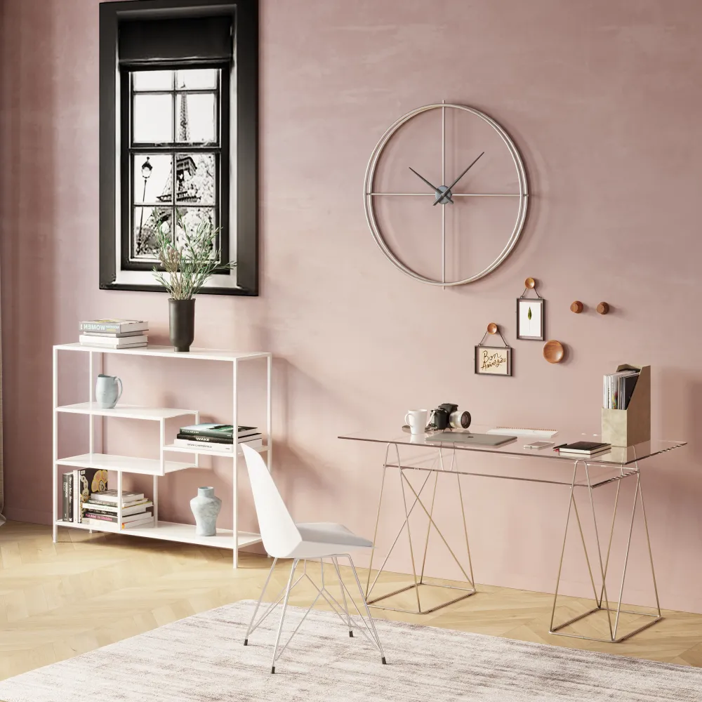 KARE Design Työpöydät*Polar Työpöytä Matta Messinki, 8mm Temperoitu Lasi