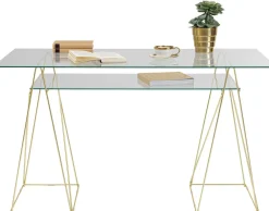 KARE Design Työpöydät*Polar Työpöytä Matta Messinki, 8mm Temperoitu Lasi