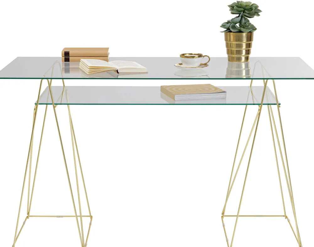 KARE Design Työpöydät*Polar Työpöytä Matta Messinki, 8mm Temperoitu Lasi