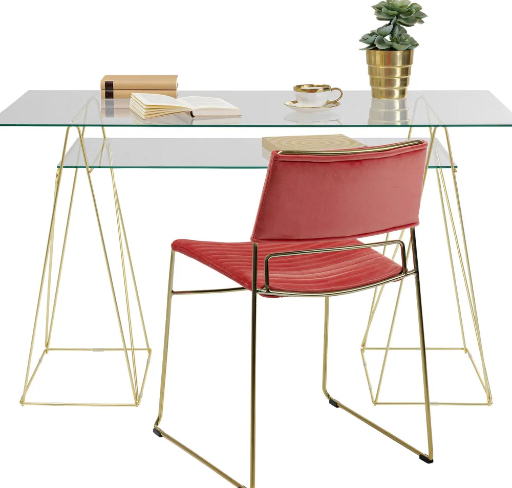 KARE Design Työpöydät*Polar Työpöytä Matta Messinki, 8mm Temperoitu Lasi