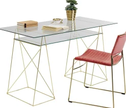 KARE Design Työpöydät*Polar Työpöytä Matta Messinki, 8mm Temperoitu Lasi