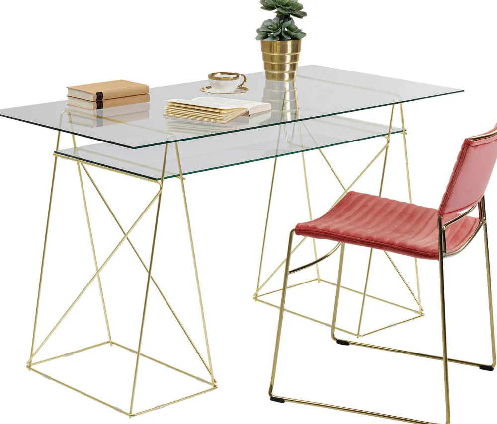 KARE Design Työpöydät*Polar Työpöytä Matta Messinki, 8mm Temperoitu Lasi