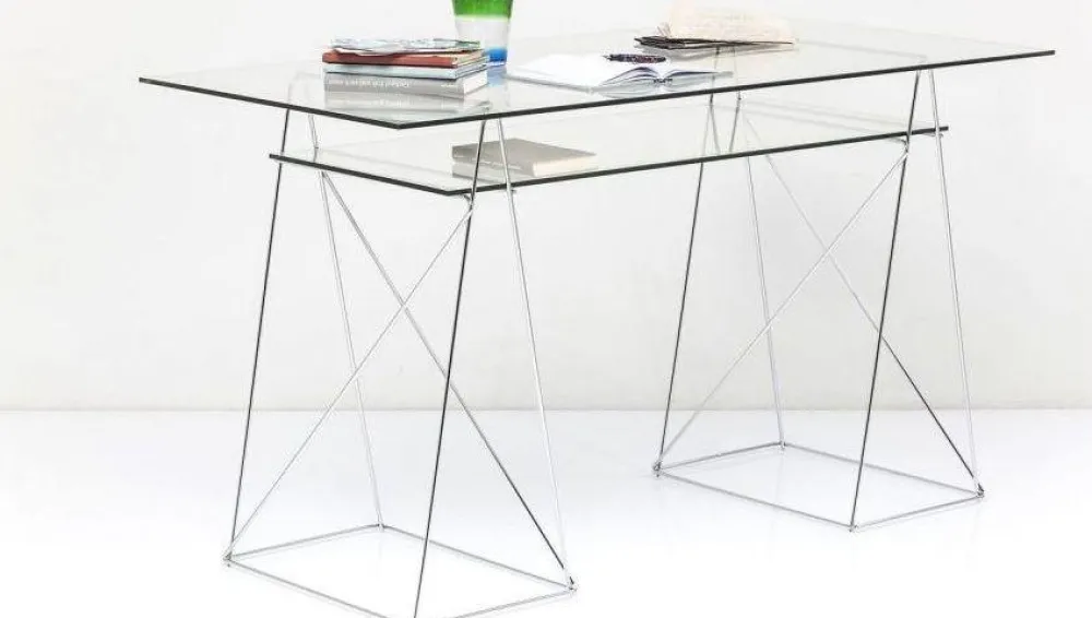 KARE Design Työpöydät*Polar Työpöytä, Toimistopöytä - Kromi, 8mm Temperoitu Lasi