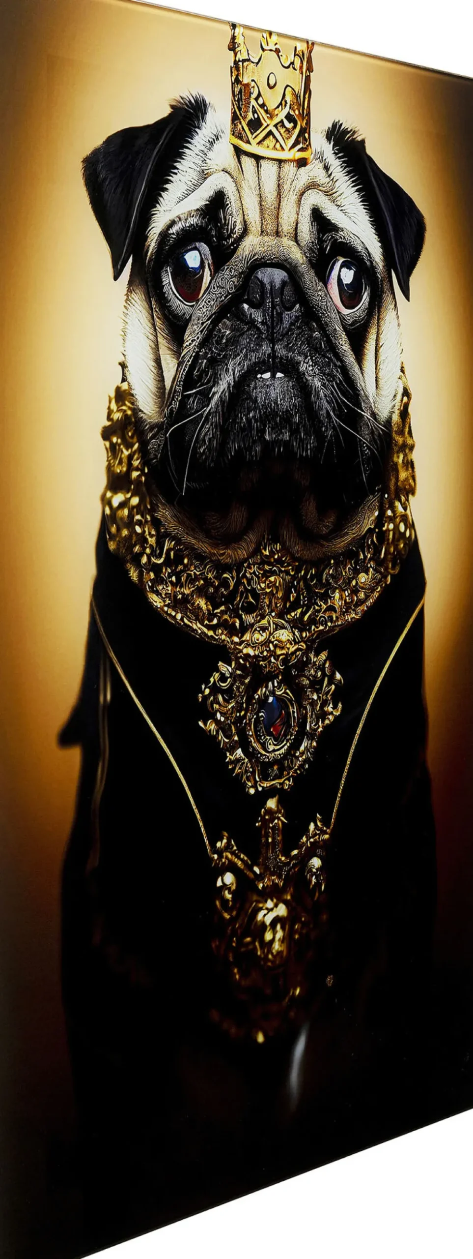 KARE Design Taulut|Olohuone*Prince Pug Koira Lasitaulu 40x60cm