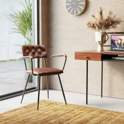 KARE Design Tuolit*Salsa Tuoli Käsinojilla- Nahkaa, Ruskea, Metalli