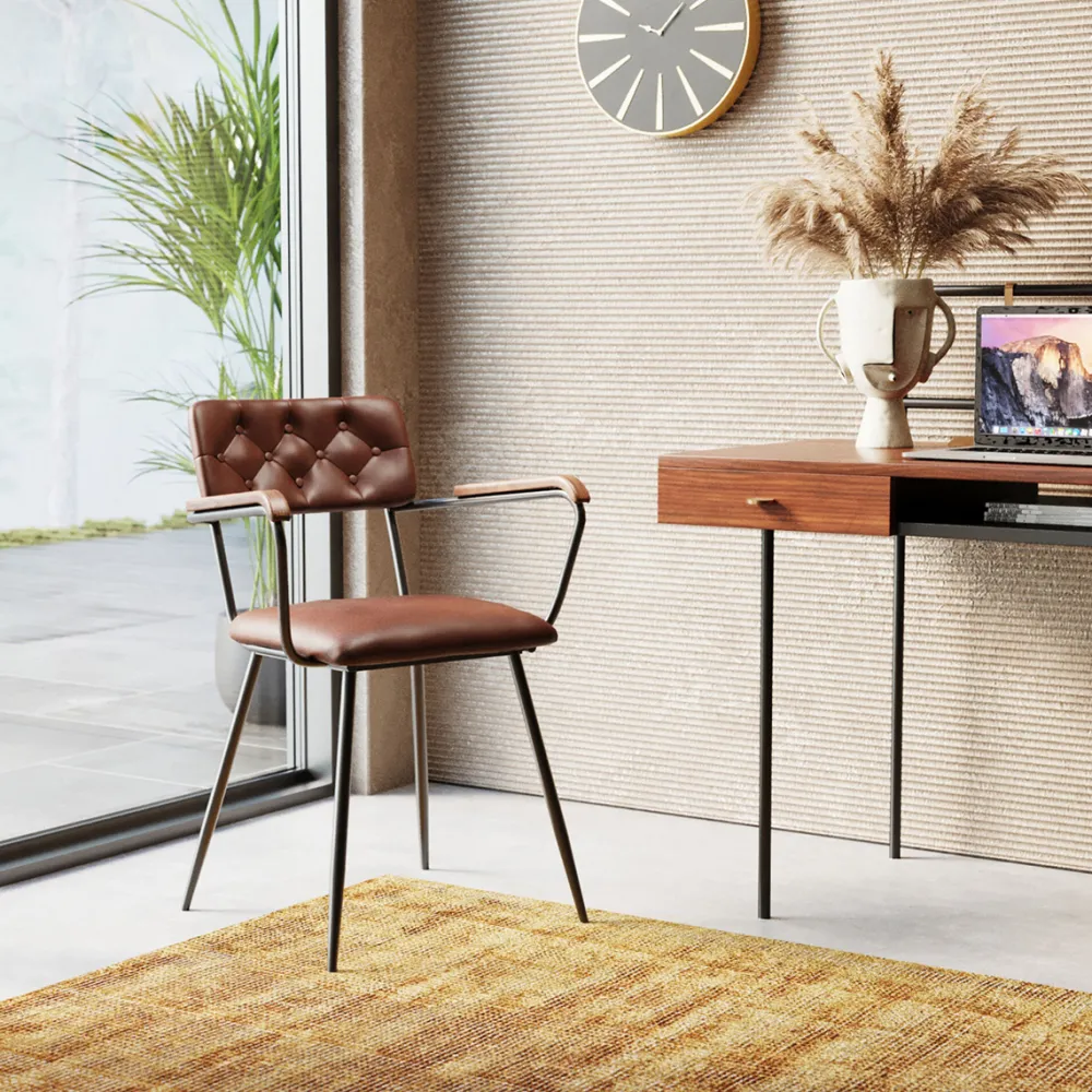 KARE Design Tuolit*Salsa Tuoli Käsinojilla- Nahkaa, Ruskea, Metalli