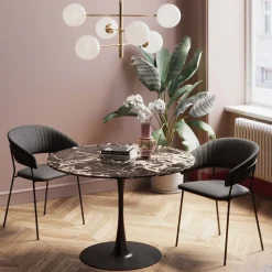 KARE Design Pöydät*Schickeria Pyöreä Pöytä - Marmorikuvioitu, Musta Ø110cm
