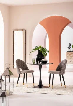 KARE Design Pöydät*Schickeria Pyöreä Pöytä - Marmorikuvioitu, Musta Ø80cm