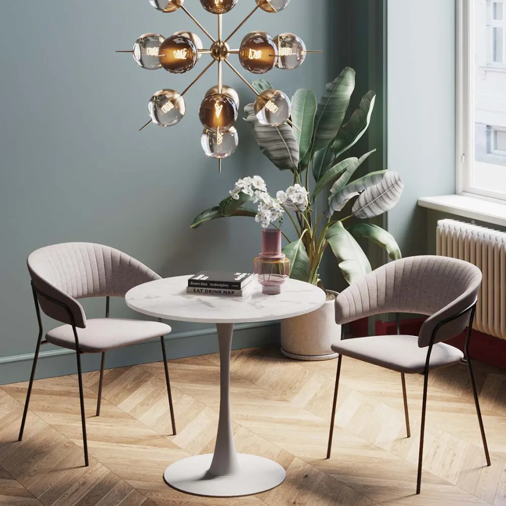 KARE Design Pöydät*Schickeria Pyöreä Pöytä -marmorikuvioitu, Valkoinen Ø80cm