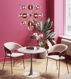 KARE Design Pöydät*Schickeria Pyöreä Pöytä -marmorikuvioitu, Valkoinen Ø80cm