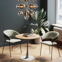 KARE Design Pöydät*Schickeria Pyöreä Ruokapöytä - Tammipinnoite, Valkoinen Ø80cm