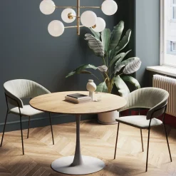 KARE Design Pöydät*Schickeria Pyöreä Ruokapöytä - Tammipinnoite, Valkoinen Ø110cm