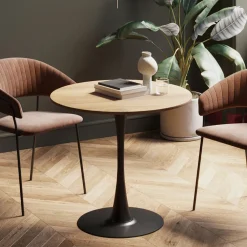 KARE Design Pöydät*Schickeria Pyöreä Ruokapöytä - Tammipinnoite, Musta Ø80cm