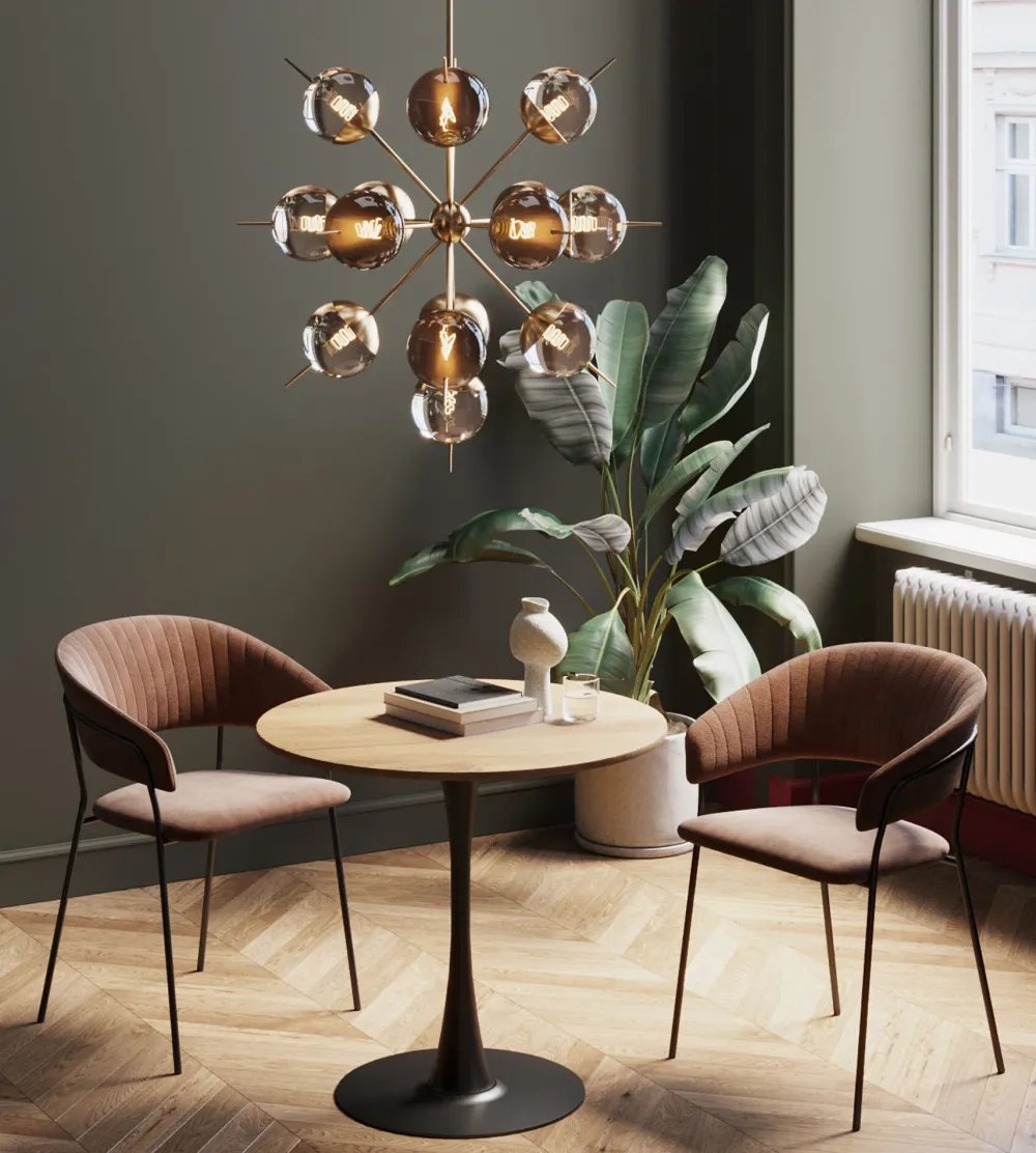 KARE Design Pöydät*Schickeria Pyöreä Ruokapöytä - Tammipinnoite, Musta Ø80cm