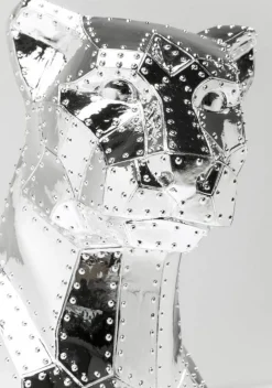 KARE Design Jalalliset Koriste-Esineet*Sitting Cat Rivet Istuva Kissa Koriste-esine, Kromi 82cm