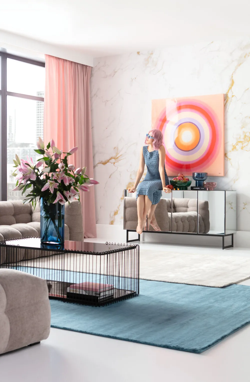 KARE Design Taulut|Olohuone*Tendency Circle Pink Canvas Taulu 120x120cm