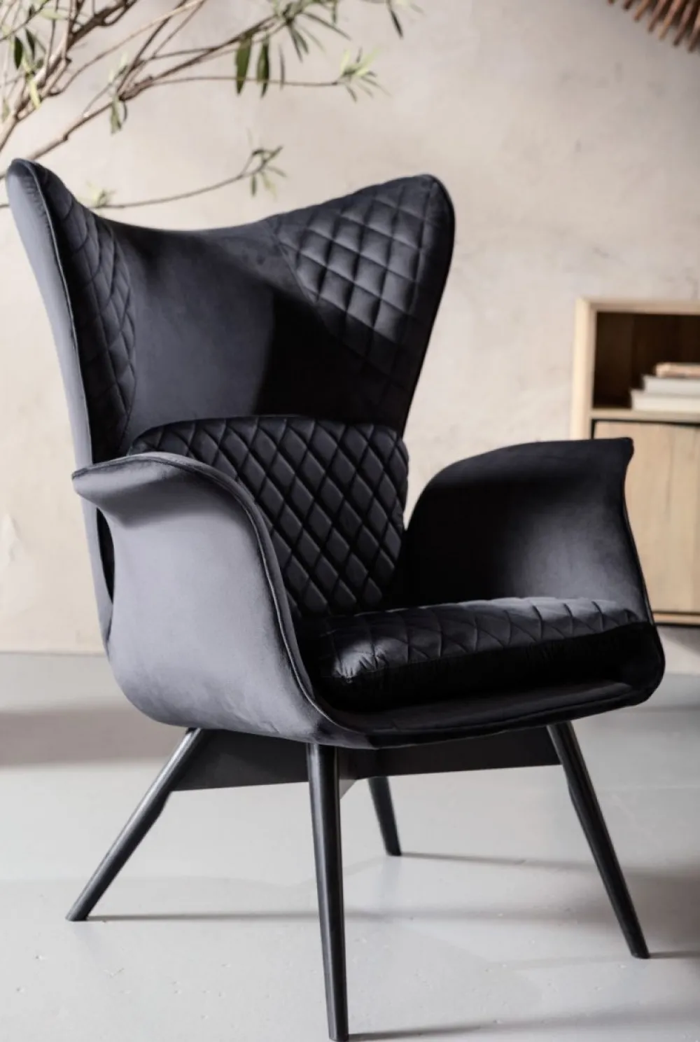 KARE Design Nojatuolit*Tudor Nojatuoli, Samettia, Musta