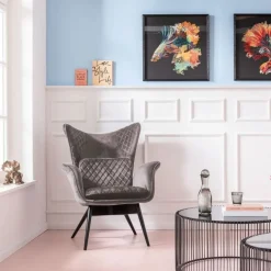 KARE Design Nojatuolit*Tudor Nojatuoli, Samettia, Hopeanharmaa