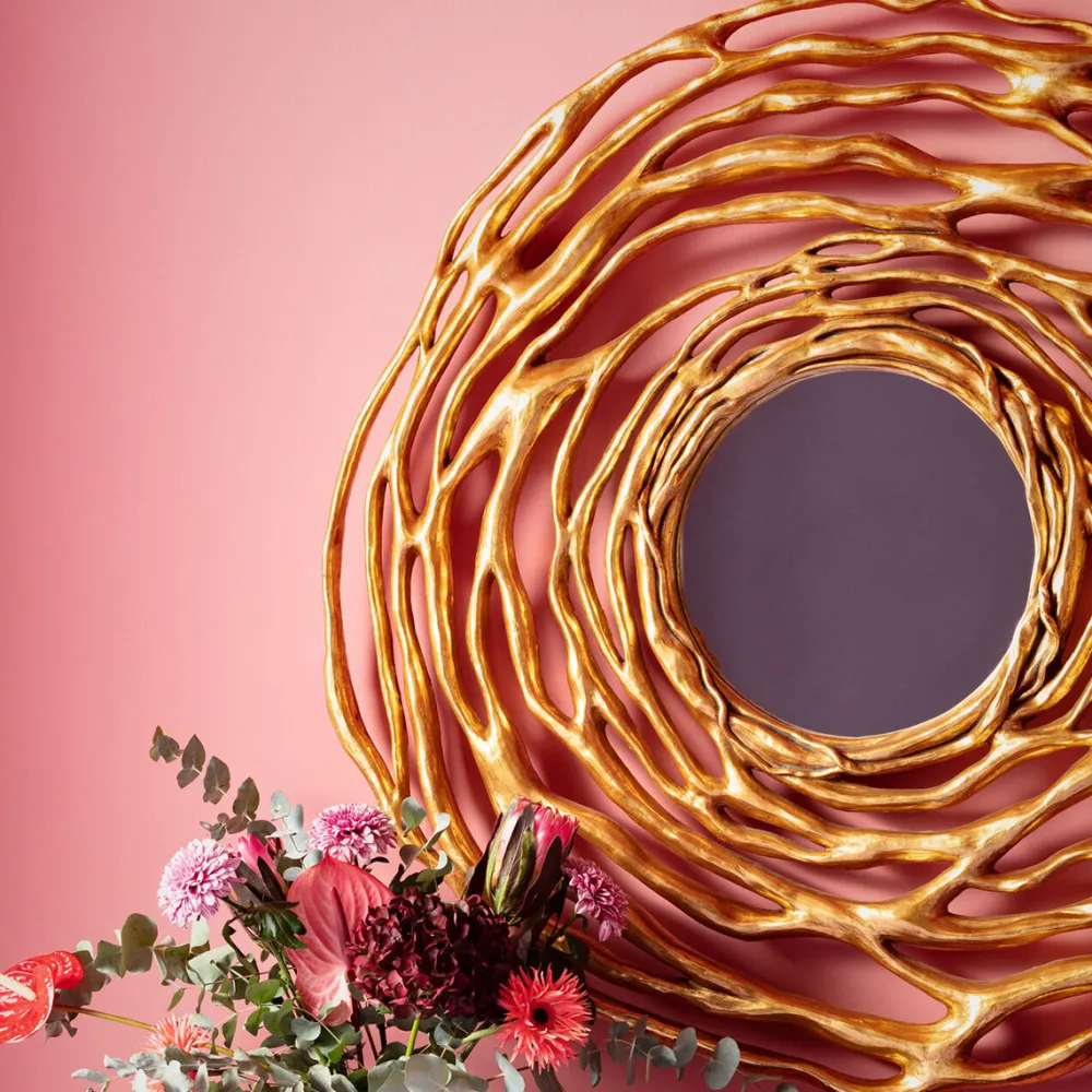 KARE Design Peilit*Twiggy Seinäpeili, Kulta Ø121cm