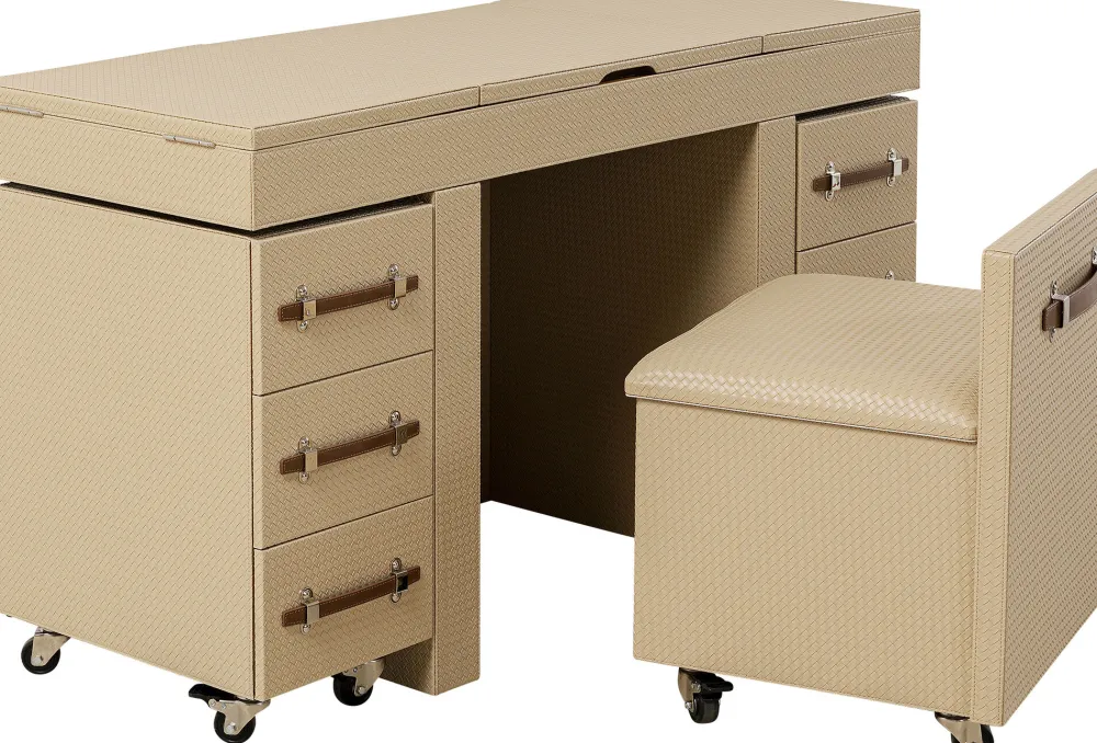 KARE Design Konsolipöydät Ja Sivupöydät*Venezia Meikkipöytä, Pöytä Peilillä Sekä Säilytystilalla, Tuoli, Kermanvärinen