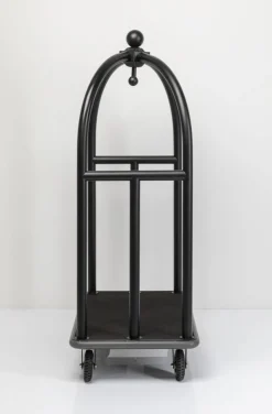 KARE Design Jalalliset Vaatenaulakot*VIP Baggage Trolley Vegas Matkalaukkuvaunu, Matta Musta