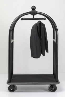 KARE Design Jalalliset Vaatenaulakot*VIP Baggage Trolley Vegas Matkalaukkuvaunu, Matta Musta