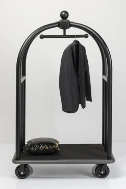 KARE Design Jalalliset Vaatenaulakot*VIP Baggage Trolley Vegas Matkalaukkuvaunu, Matta Musta