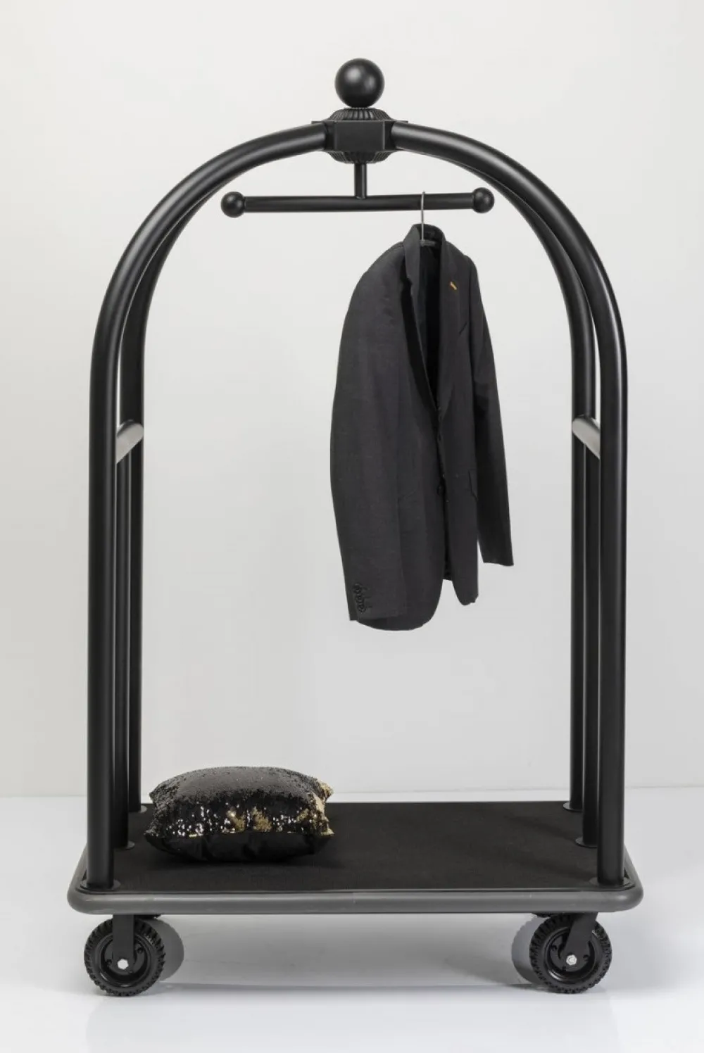 KARE Design Jalalliset Vaatenaulakot*VIP Baggage Trolley Vegas Matkalaukkuvaunu, Matta Musta