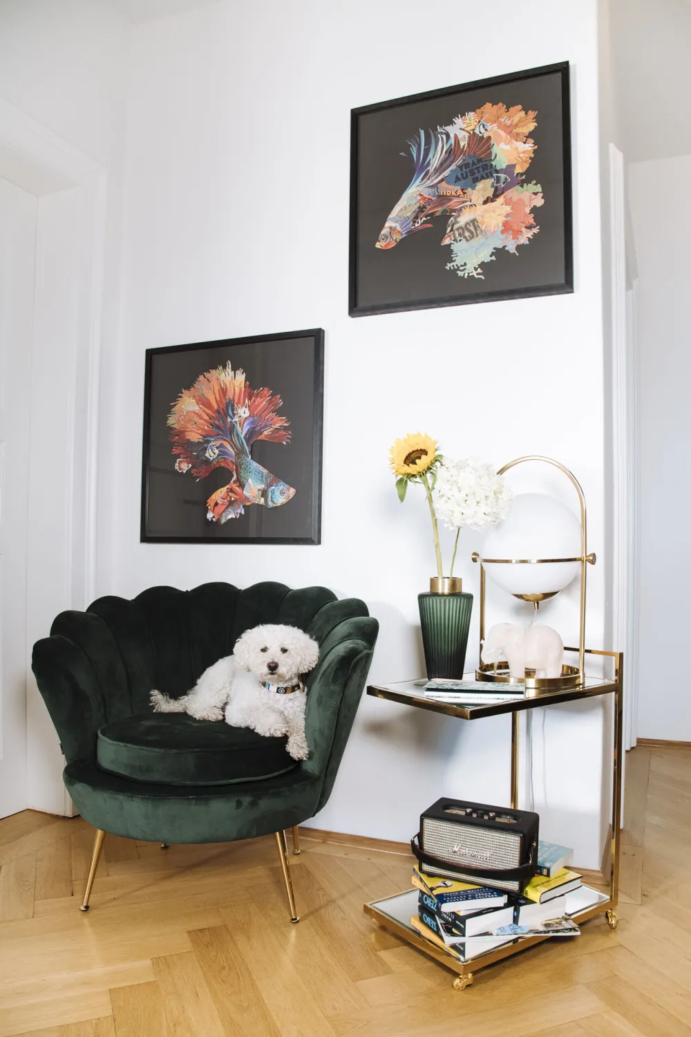 KARE Design Nojatuolit*Water Lily Nojatuoli, Kulta, Tummanvihreä