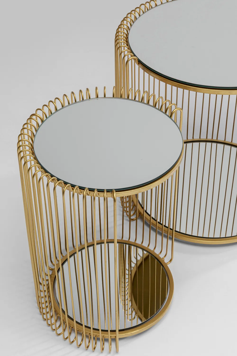 KARE Design Sohvapöydät|Olohuone*Wire Double Sivupöytä, Messinki (2/Setti)