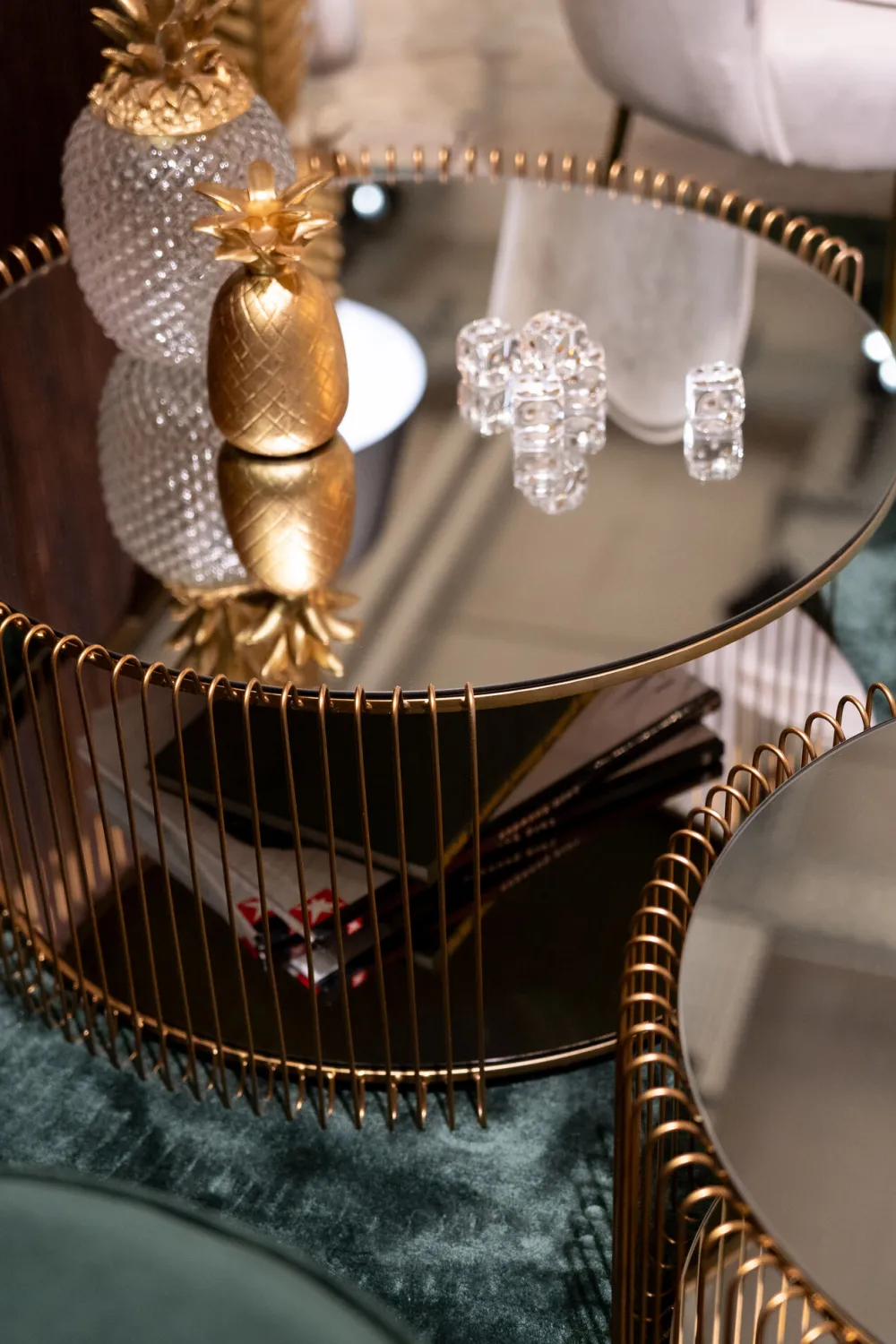 KARE Design Sohvapöydät|Olohuone*Wire Double Sohvapöytä, Messinki (2/Setti)