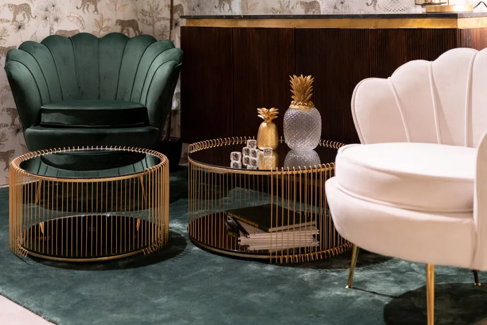 KARE Design Sohvapöydät|Olohuone*Wire Double Sohvapöytä, Messinki (2/Setti)